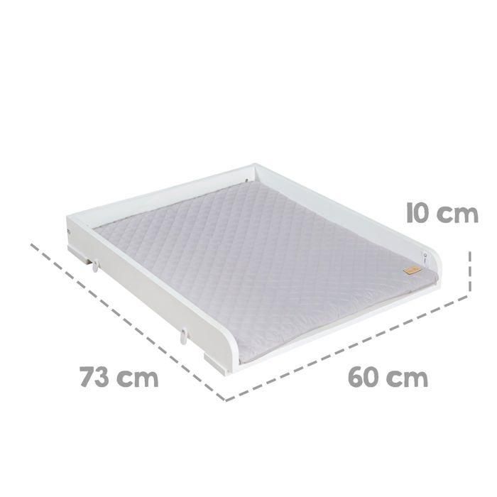 Plan a langer - ROBA - Pour machines a laver - Matelas 'Roba Style' gris inclus - Bois blanc 3