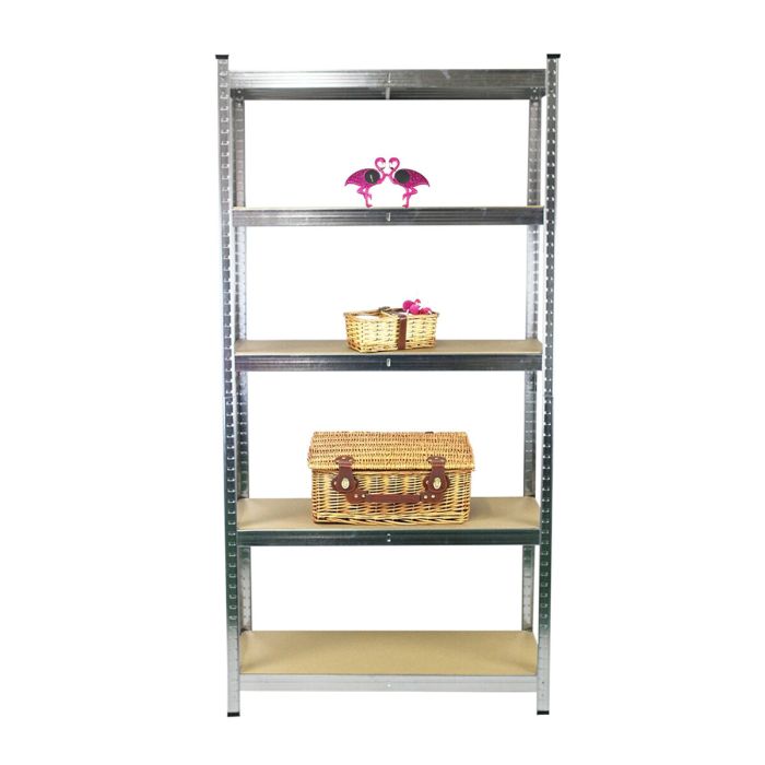 Étagère Ferrestock 875 Kg 90 x 40 x 180 cm Gris Bois acier galvanisé Bois MDF 5 Etagères 2