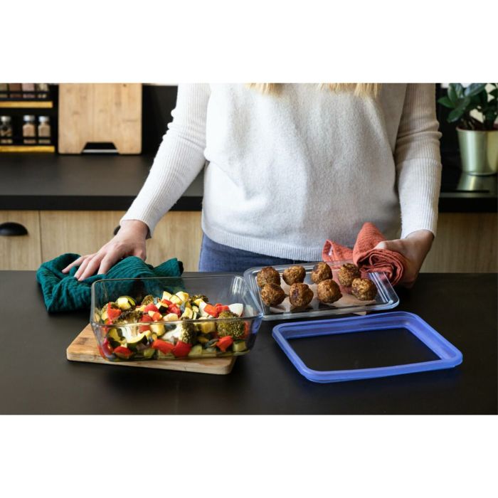 Ensemble de Boîtes à Lunch Pyrex Bleu Transparent 3 Pièces 3