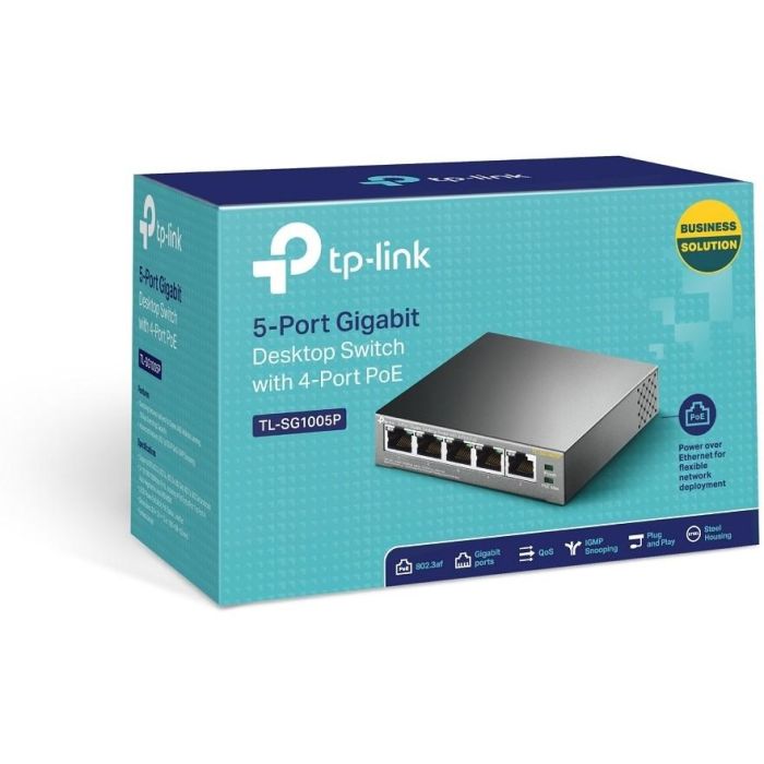 5P TP-Link SG1005P Metall mit 4 PoE-Ports 4