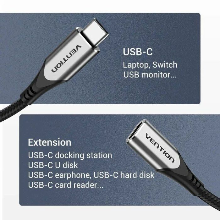 Câble Rallonge à USB Vention TABHF 1 m Gris (1 Unité) 1 Câble Rallonge à USB Vention TABHF 1 m Gris (1 Unité) 1