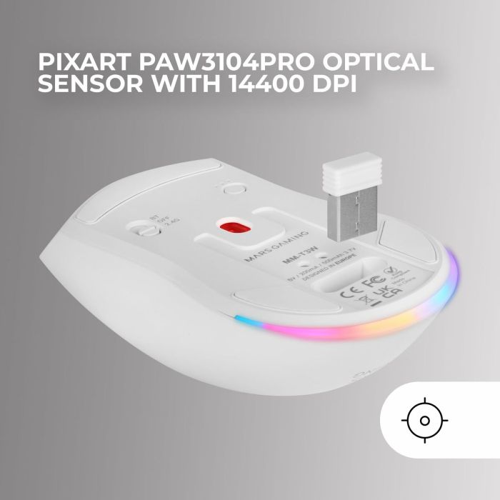 Souris Gaming Mars Gaming MMT3W Blanc 4