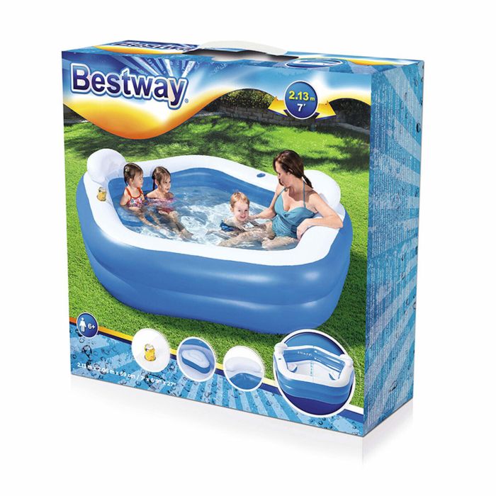 Bestway Piscine Gonflable 2 Chambres Family 213x206x69 cm +6 Ans Jardin 54153 22