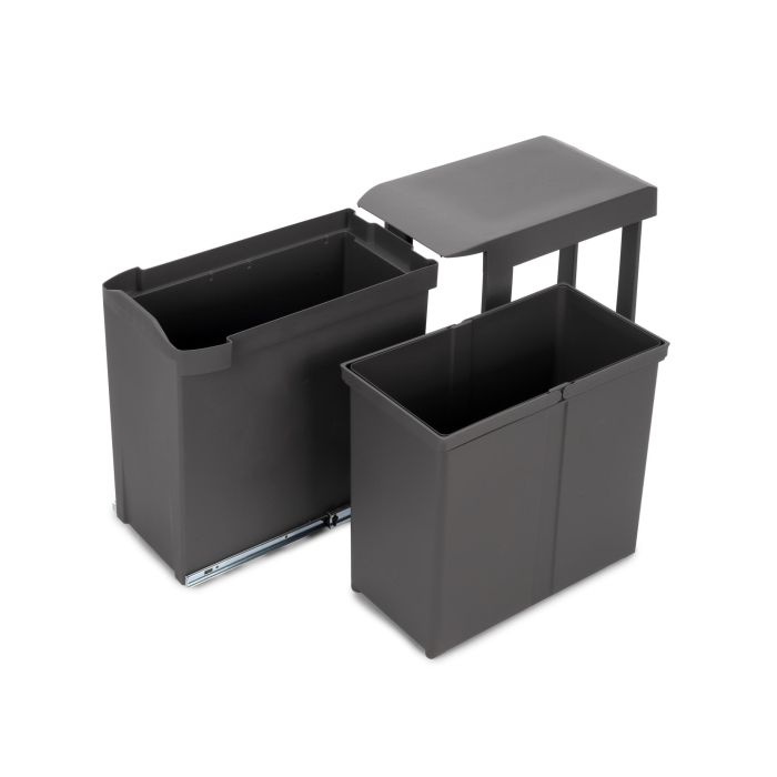 Emuca Poubelles de recyclage pour la cuisine, 1 x 30L, fixation inférieure et extraction automatique, Acier et Plastique, Gris antracite 2 Emuca Poubelles de recyclage pour la cuisine, 1 x 30L, fixation inférieure et extraction automatique, Acier et Plastique, Gris antracite 2