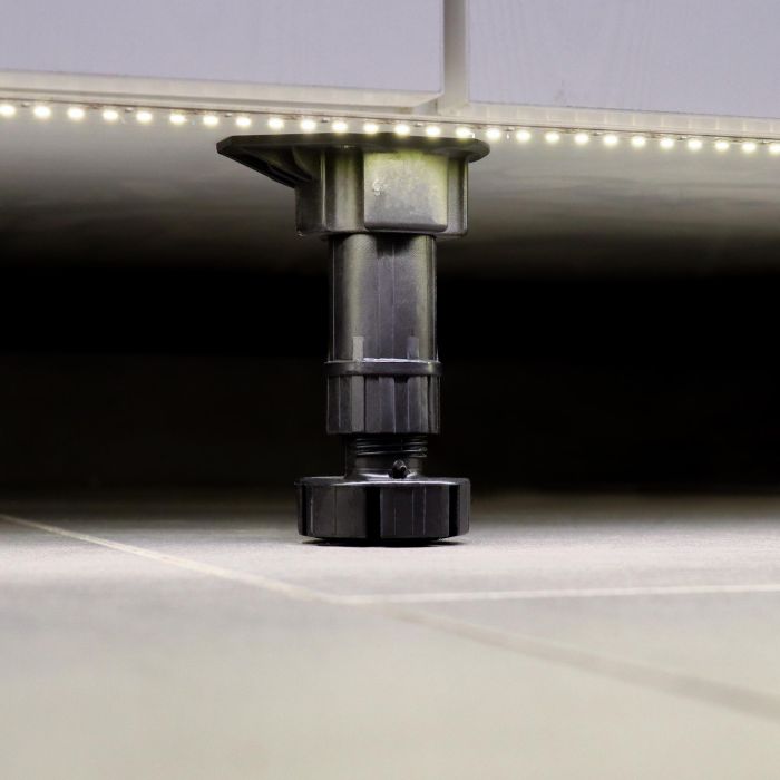 Emuca Lot de 10 kits de pieds de réglage pour meubles Bone, avec base pré-assemblée, hauteur 150mm, réglable 148-165mm, Plastique, Noir 3