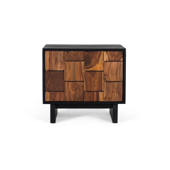 Table de Chevet en Bois de Mango et Sheesam Effet 3D Wengué et Noix - 50 x 56 x 40 cm avec Porte et Montage 0 Table de Chevet en Bois de Mango et Sheesam Effet 3D Wengué et Noix - 50 x 56 x 40 cm avec Porte et Montage 0