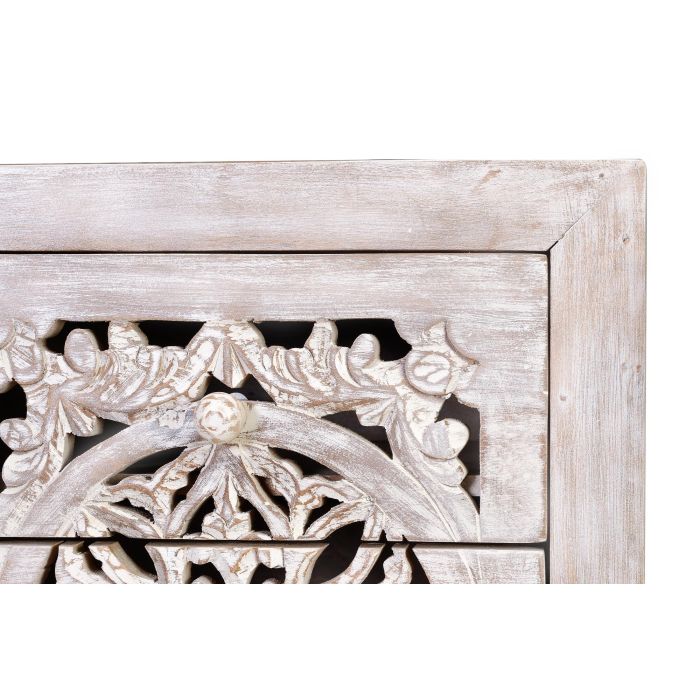 GINER Y COLOMER - Buffet commode 5 tiroirs en bois de manguier avec base en fer, couleur blanc vieilli et gris, dimensions 105 x 45 x 35 cm 3