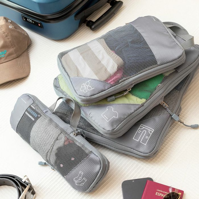 Sacs de Rangement à Compression pour Valises Compakube InnovaGoods 4 Pièces 9 Sacs de Rangement à Compression pour Valises Compakube InnovaGoods 4 Pièces 9