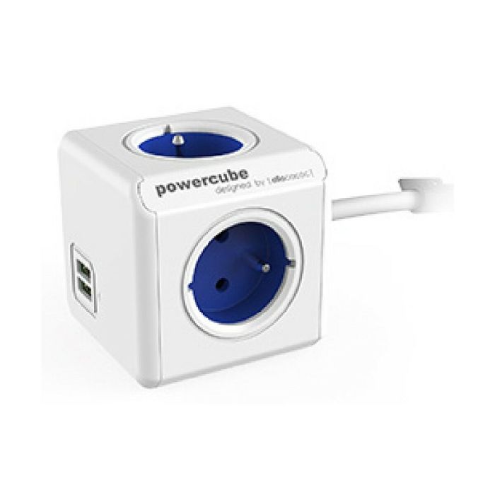 Bloc Cube Prises Allocacoc PowerCube Extended USB Type E Bleu (1,5 m)