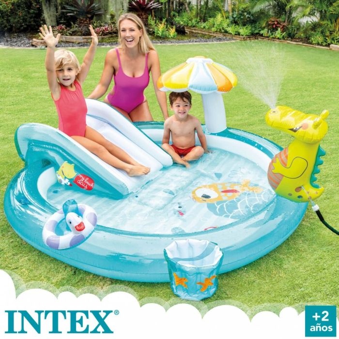 Pataugeoire gonflable pour enfants Intex Parc de jeux Crocodile 201 x 84 x 17 cm (3 Unités) 1