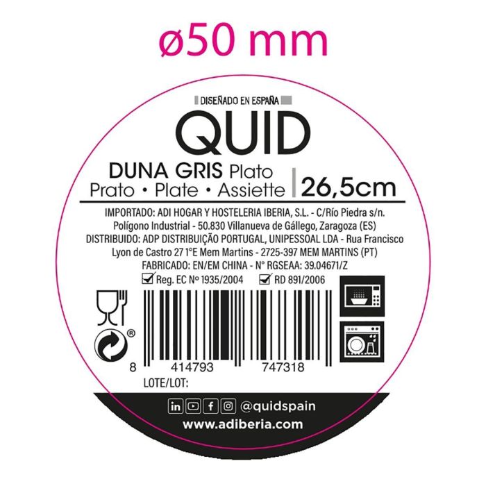 Plato Llano Cerámico Duna Quid 26,5x2,8 cm (12 Unidades) 5 Plato Llano Cerámico Duna Quid 26,5x2,8 cm (12 Unidades) 5