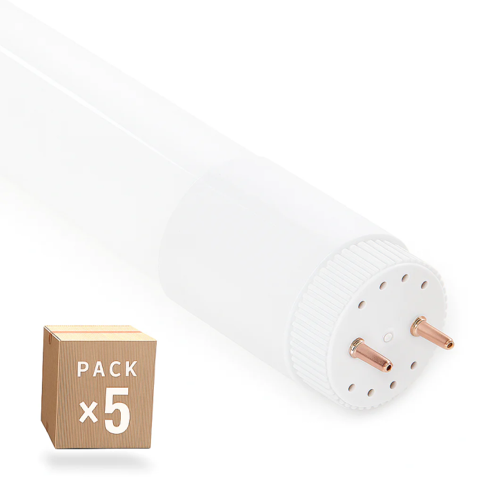 Pack 5 Tubo LED T8 18W 2880Lm 6000K Verre 120cm Connexion 2 Extrémités 40.000H 0