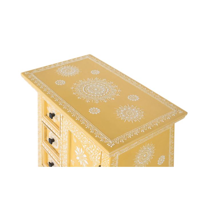 GINER Y COLOMER - Commode en bois de manguier avec porte décorée artisanalement, 4 tiroirs et compartiment de rangement, finition couleur naturel et motifs floraux 3 GINER Y COLOMER - Commode en bois de manguier avec porte décorée artisanalement, 4 tiroirs et compartiment de rangement, finition couleur naturel et motifs floraux 3