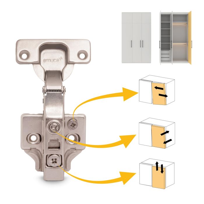 Emuca Lot de 20 charnières droites X91N avec embases à visser, Hauteur 0, Acier, Nickelé 4 Emuca Lot de 20 charnières droites X91N avec embases à visser, Hauteur 0, Acier, Nickelé 4