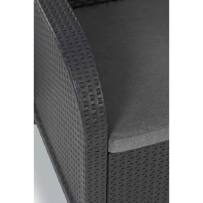 ALLIBERT by KETER Sanremo - Sofa de jardin 2 places en résine tressée aspect rotin, gris graphite, avec coussins - 113 x 63 x 74 cm 4 ALLIBERT by KETER Sanremo - Sofa de jardin 2 places en résine tressée aspect rotin, gris graphite, avec coussins - 113 x 63 x 74 cm 4