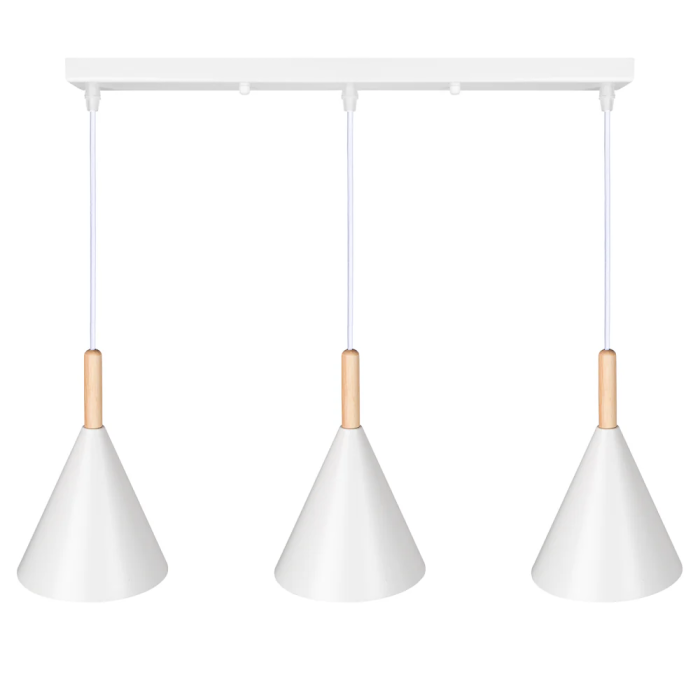 Lampe Suspendue "Madeleine" Métal et Bois, Câble Réglable en Hauteur [SKD-P130-3-B] 0