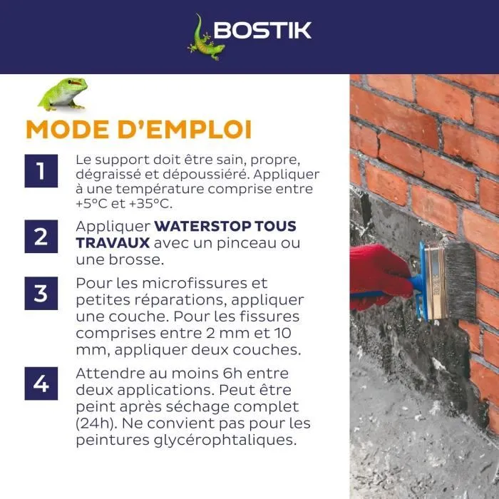 Bostik BOS3549212466893 Membrane imperméabilisante Waterstop, Réparation de fuites, Gris, 6 kg 4