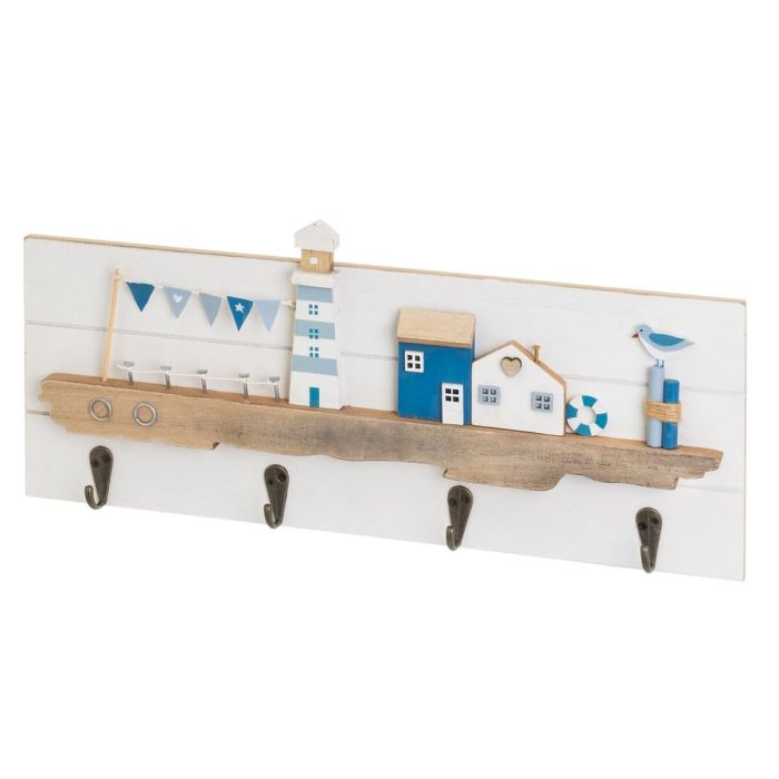 Portemanteau Blanc Naturel Métal Fer Bois MDF 40 x 4 x 18 cm 0 Portemanteau Blanc Naturel Métal Fer Bois MDF 40 x 4 x 18 cm 0