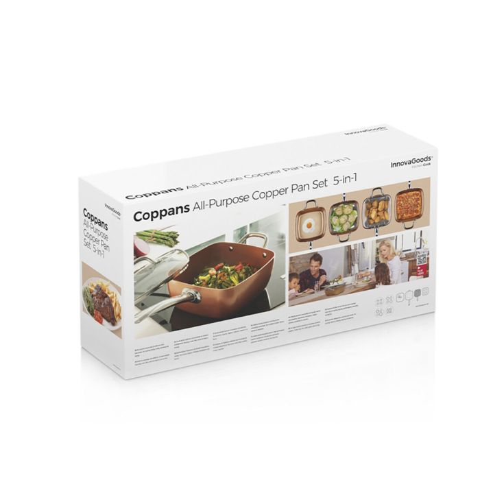 Ensemble de Poêle Multifonctions 5 en 1 Copper Coppans InnovaGoods 4 Pièces 1