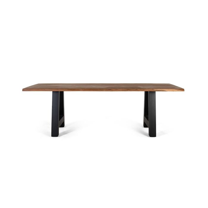 GINER Y COLOMER Table de salle à manger en acacia naturel avec piétement en fer noir - 240 cm de long - Dimensions: 240x100x77 cm 0 GINER Y COLOMER Table de salle à manger en acacia naturel avec piétement en fer noir - 240 cm de long - Dimensions: 240x100x77 cm 0