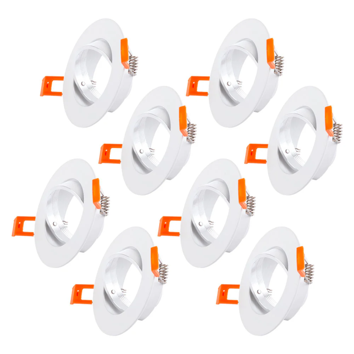 Pack 8 Spots Downlight Basculants Circulaires Aluminium Blanc 93mm Pack 8 Spots Downlight Basculants Circulaires Aluminium Blanc 93mm
