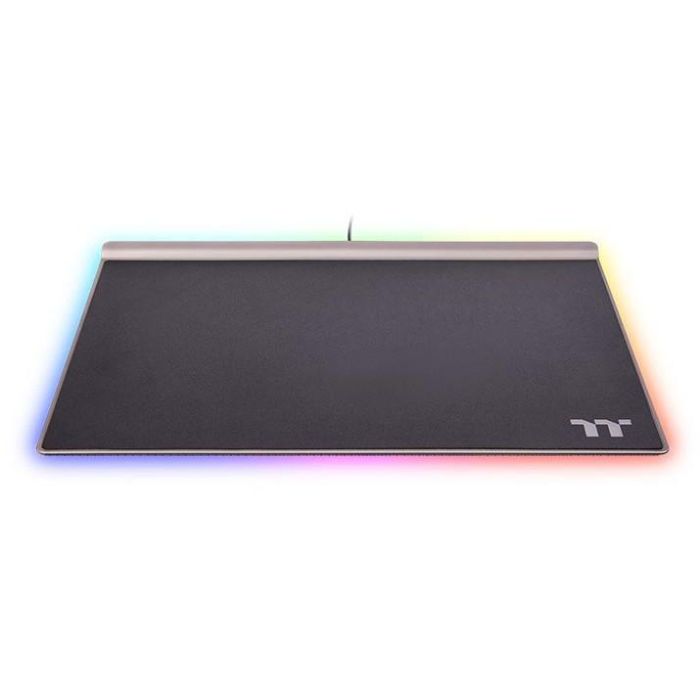 Thermaltake Argent MP1 - Tapis de souris gamer RGB, alimenté par USB, surface aluminium et base caoutchouc antidérapante, noir/titane