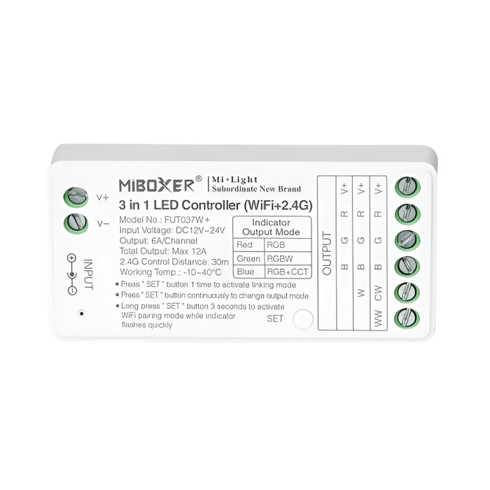 MiBoxer HLP-FUT037W Contrôleur LED 3-en-1 Wifi/2.4GHz, Lumière Blanche et RGB, Compatible TUYA 2