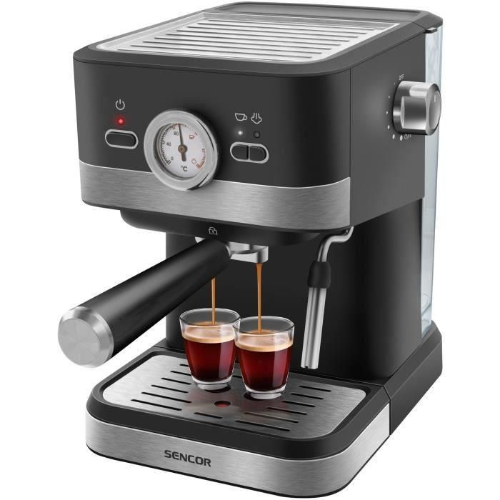 SENCOR Machine à Expresso SES 1721BK - 20 Bars, 1050 W, Réservoir 1,5 L Amovible, Buse Vapeur Pivotante, Commande Numérique, Noir SENCOR Machine à Expresso SES 1721BK - 20 Bars, 1050 W, Réservoir 1,5 L Amovible, Buse Vapeur Pivotante, Commande Numérique, Noir