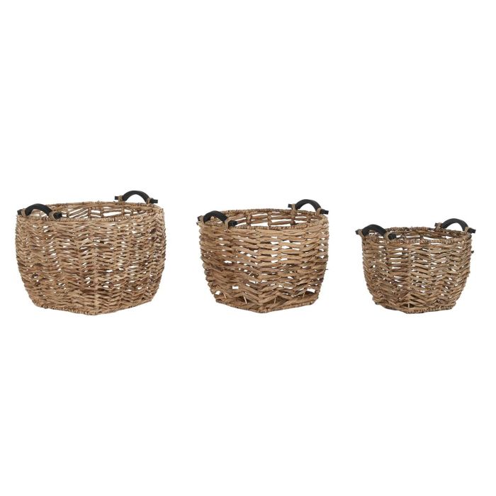 Set de basket DKD Home Decor Naturel Bois Fibre naturelle (3 Pièces)