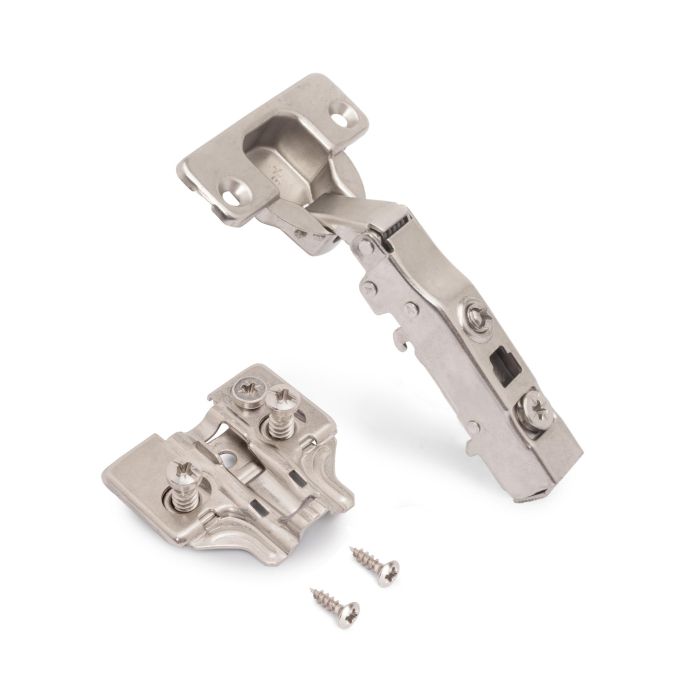 Emuca Lot de 20 charnières droites X91 avec fermeture amortie et embases euro, hauteur 0, acier, nickelé 1 Emuca Lot de 20 charnières droites X91 avec fermeture amortie et embases euro, hauteur 0, acier, nickelé 1