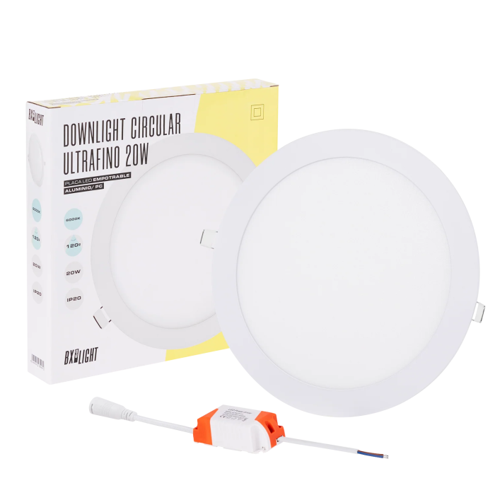 BX3 LIGHT Plaque LED circulaire 20W, 1600 lm, 6000K blanc froid, 40000 h, format empotrable/surface, référence BX3-RDP15-20W-CW BX3 LIGHT Plaque LED circulaire 20W, 1600 lm, 6000K blanc froid, 40000 h, format empotrable/surface, référence BX3-RDP15-20W-CW