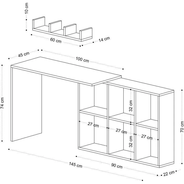 Bureau élégant JACK Blanc / Roble 145 x 74 x 45 cm JACK393MRD1299 4