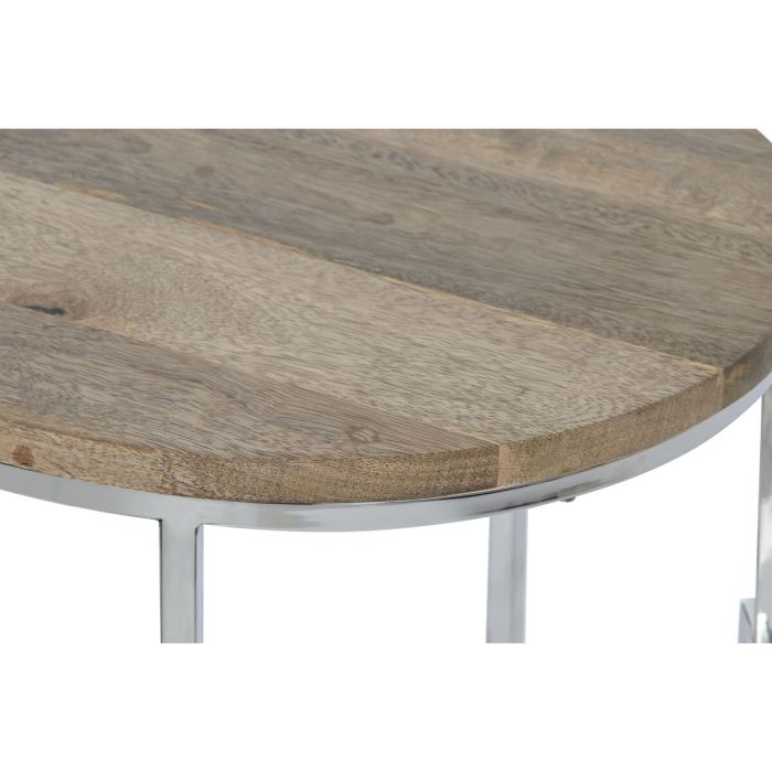 Jeu de 3 tables Home ESPRIT Marron Argenté Naturel Acier Bois de manguier 49,5 x 49,5 x 62 cm 3