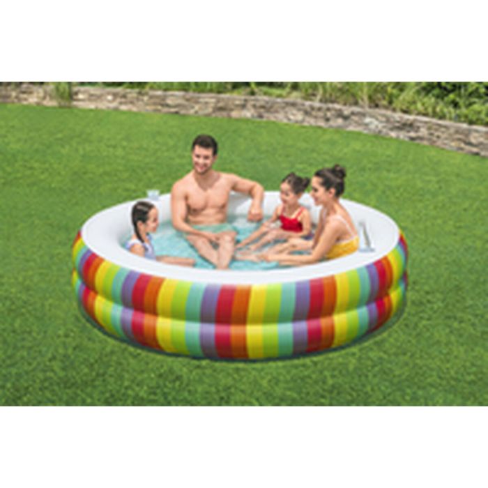 Bestway Piscine Enfant 2 Arceaux Arc-en-ciel 206x206x51cm +6 Ans Jardin 54443 8