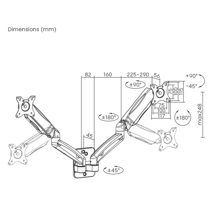 Support de table d'écran MacLean MC-988 32" 17" 17-32" 5