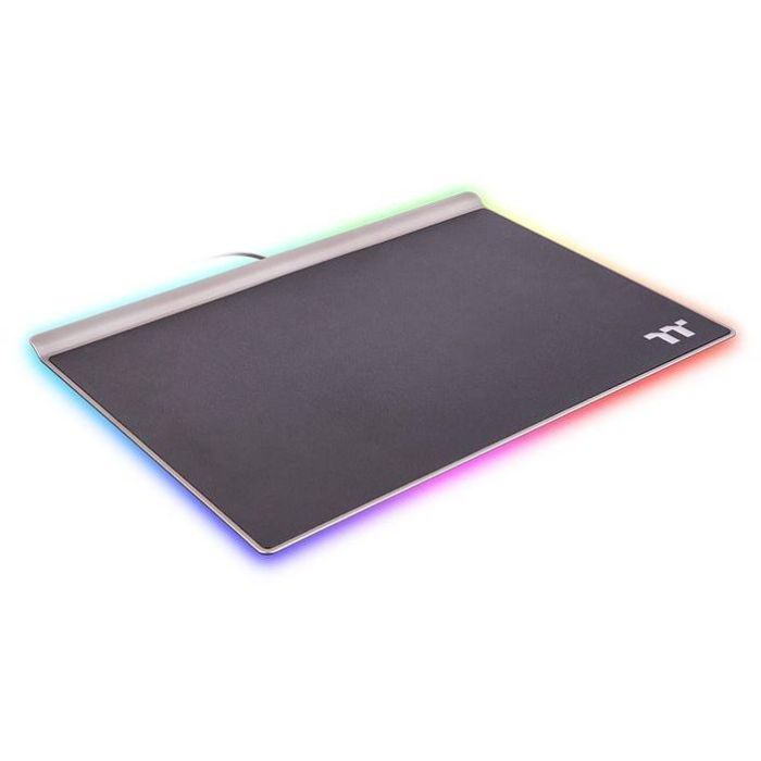 Thermaltake Argent MP1 - Tapis de souris gamer RGB, alimenté par USB, surface aluminium et base caoutchouc antidérapante, noir/titane