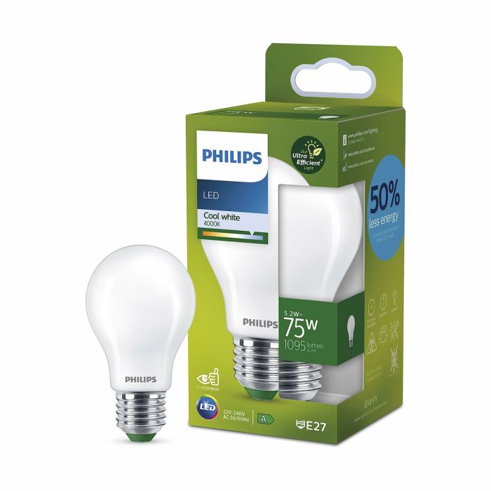 Lampe LED Philips Classic A 75 W 5,2 W E27 1095 Lm (4000 K) 4 Lampe LED Philips Classic A 75 W 5,2 W E27 1095 Lm (4000 K) 4