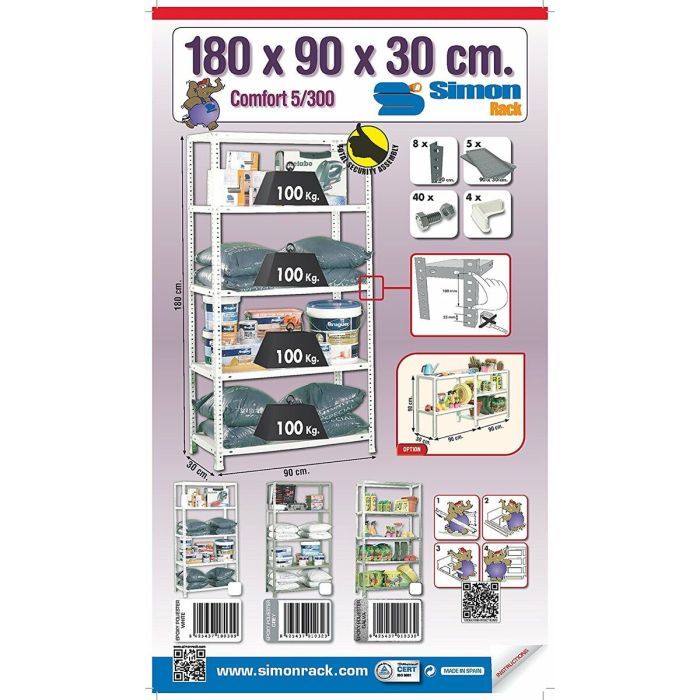 Étagère Simon Rack Comfort 5/300 Métal 5 Etagères 500 kg (180 x 90 x 30 cm) 1