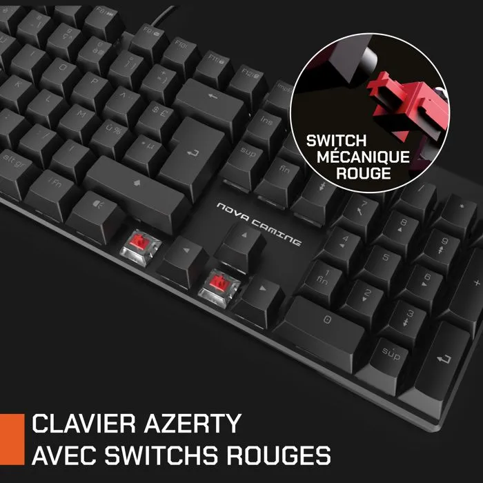 Nova Gaming Clavier Gamer Mécanique HERCULE, Switches pour Frappe Précise, Rétroéclairage LED RGB Personnalisable, Filaire, Confort de Jeu Optimal Nova Gaming Clavier Gamer Mécanique HERCULE, Switches pour Frappe Précise, Rétroéclairage LED RGB Personnalisable, Filaire, Confort de Jeu Optimal