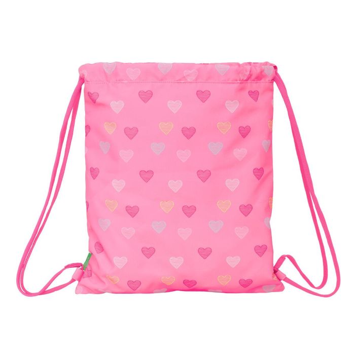 Sac à dos serré par des ficelles Benetton Heart Rose 35 x 40 x 1 cm 2