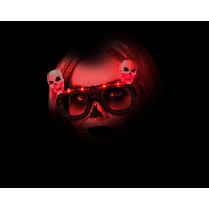 Accessoire Halloween - Lunettes de crânes lumineuses pour déguisement gothique, squelette ou catrina