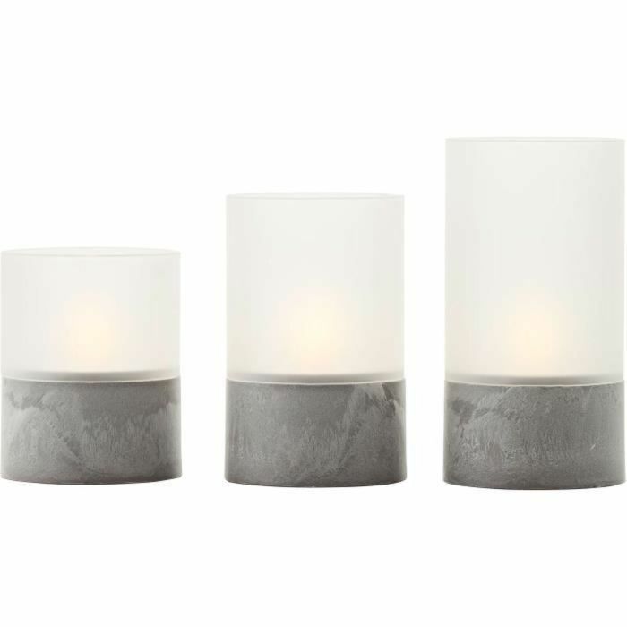 Brilliant Lot de 3 Lampes de Table LED CANDLE 2500K - Gris et Blanc Mate Plastique et Verre