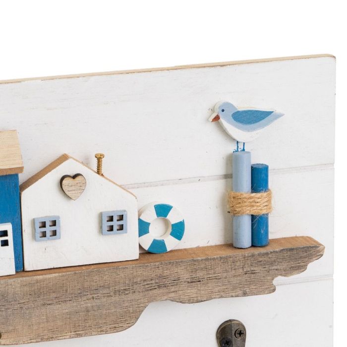 Portemanteau Blanc Naturel Métal Fer Bois MDF 40 x 4 x 18 cm 2 Portemanteau Blanc Naturel Métal Fer Bois MDF 40 x 4 x 18 cm 2