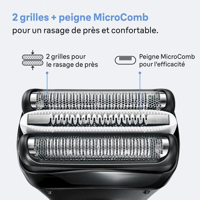 Tete de rasoir BRAUN Series 3+ - 2 grilles - Peigne MicroComb - 100 % fabriqué en Allemagne 1 Tete de rasoir BRAUN Series 3+ - 2 grilles - Peigne MicroComb - 100 % fabriqué en Allemagne 1