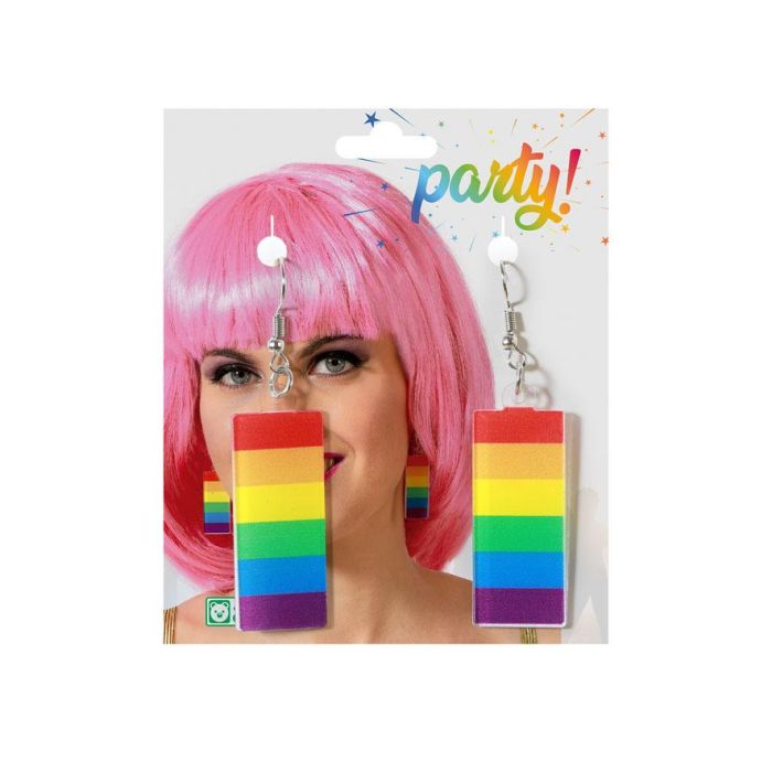 Pendientes Rectangulaires Multicolores et Plats aux Couleurs du Drapeau Arc-en-Ciel, pour Fêtes et Festivals
