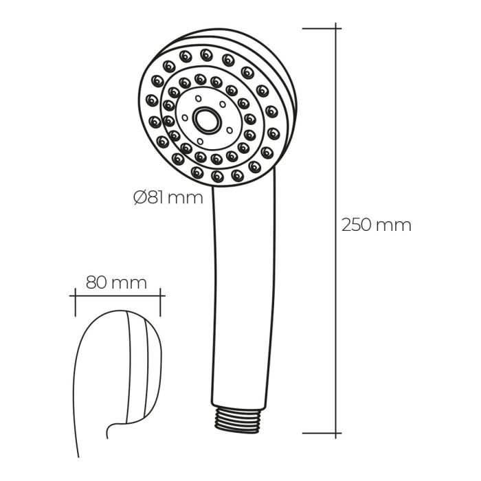 Pomme de douche EDM 01342 ABS Classique Chrome 8,1 x 8 x 25 cm 1