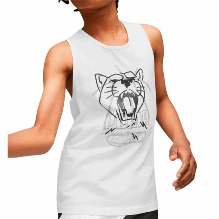 t-shirt de basket Puma Tank B Blanc 5