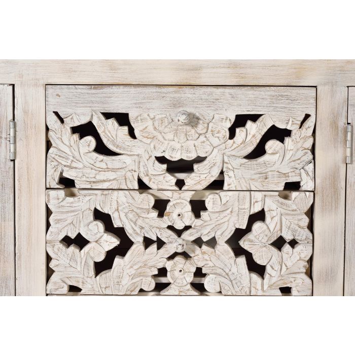 GINER Y COLOMER - Buffet en bois de manguier massif et métal avec 4 portes, 3 tiroirs, finition blanc vieilli - 80 x 190 x 38 cm 3 GINER Y COLOMER - Buffet en bois de manguier massif et métal avec 4 portes, 3 tiroirs, finition blanc vieilli - 80 x 190 x 38 cm 3