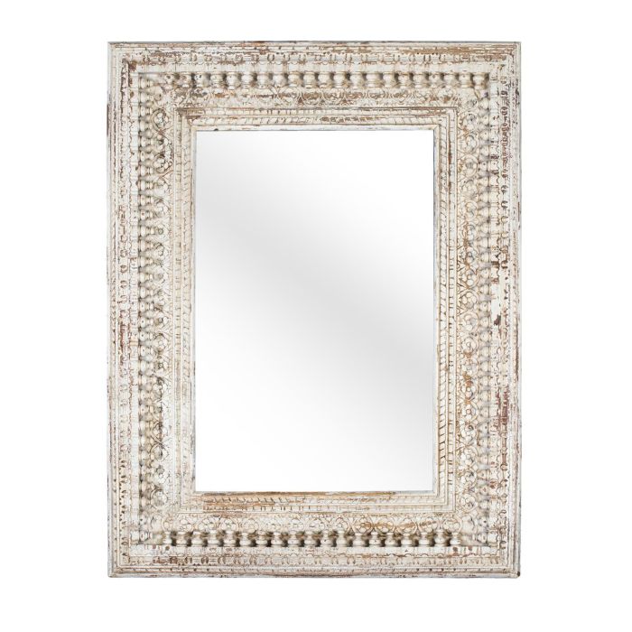 GINER Y COLOMER - Miroir de Salle de Bain Rectangle en Bois de Mango Style Vintage avec Cadre Blanc Décaqué - 88 x 58 cm 0 GINER Y COLOMER - Miroir de Salle de Bain Rectangle en Bois de Mango Style Vintage avec Cadre Blanc Décaqué - 88 x 58 cm 0