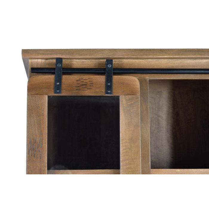 GINER Y COLOMER Armoire / Placard en Mango et Métal, 4 Portes Coulissantes, 200 x 100 x 47 cm, Style Industriel, Couleur Naturel et Noir 6